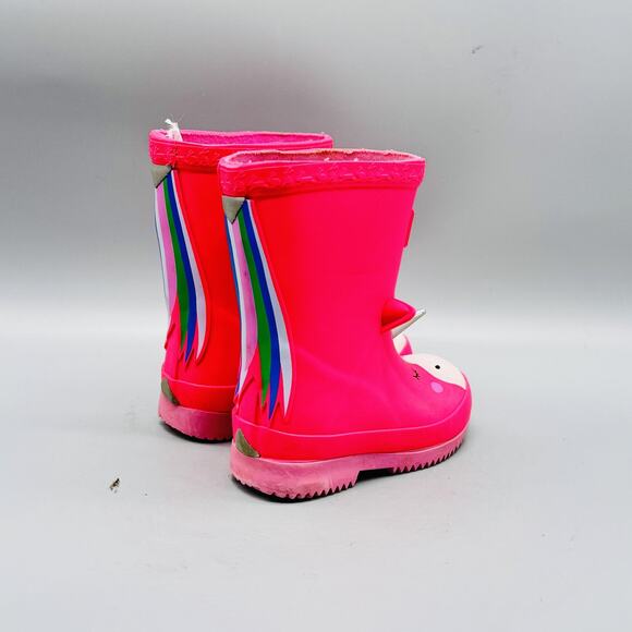 Joules Boots Kids Girl 6c Pink Baby Welly Print Unicorn 3D Horn Wellies Rain - Picture 9 of 13